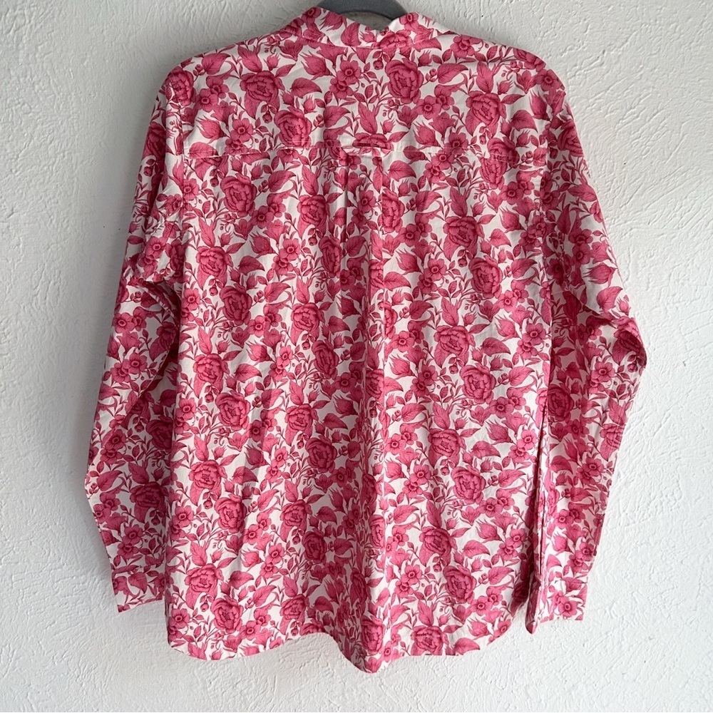 Duluth Women's Printmaker Cotton Poplin Long Sleeve Shirt Pink Floral Medium - Picture 4 of 6